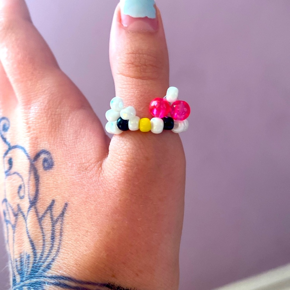 Hello Kitty homemade ring!! Stretchy ring, cute!